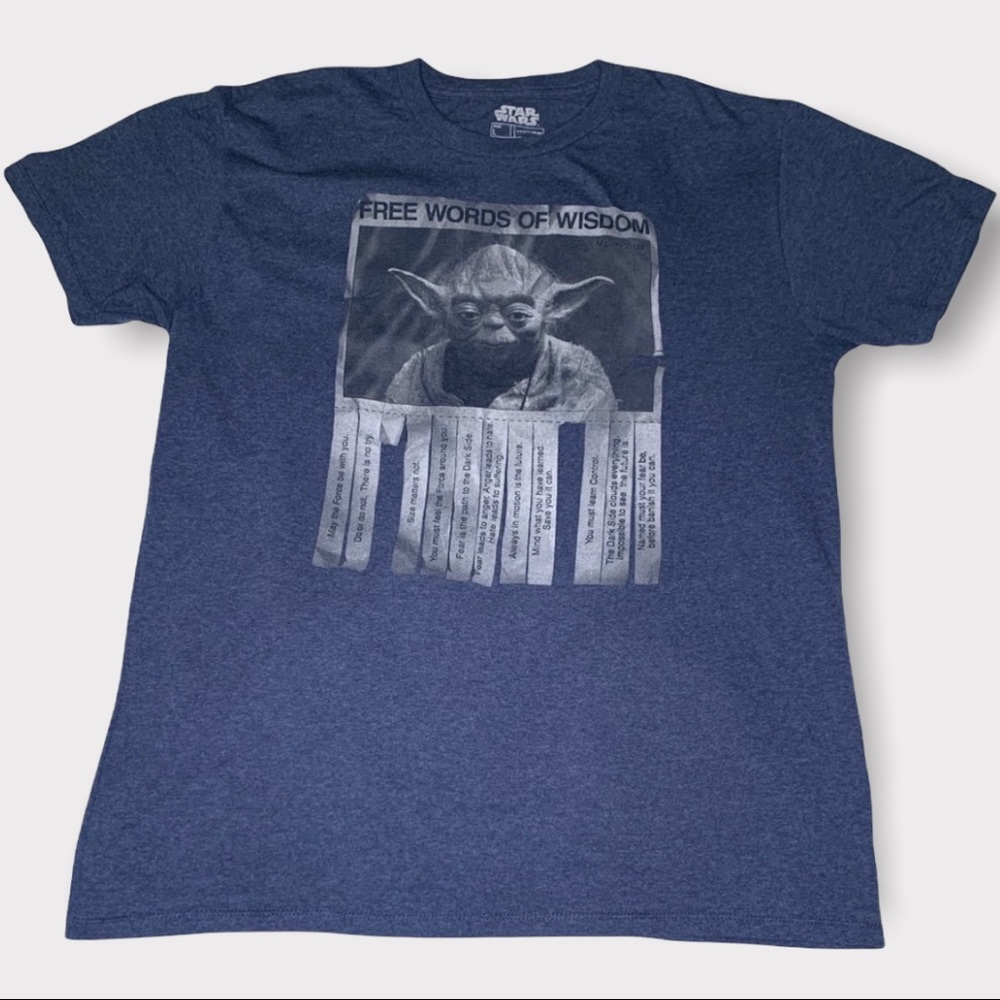 Star Wars (L) Yoda words of wisdom blue tshirt GUC